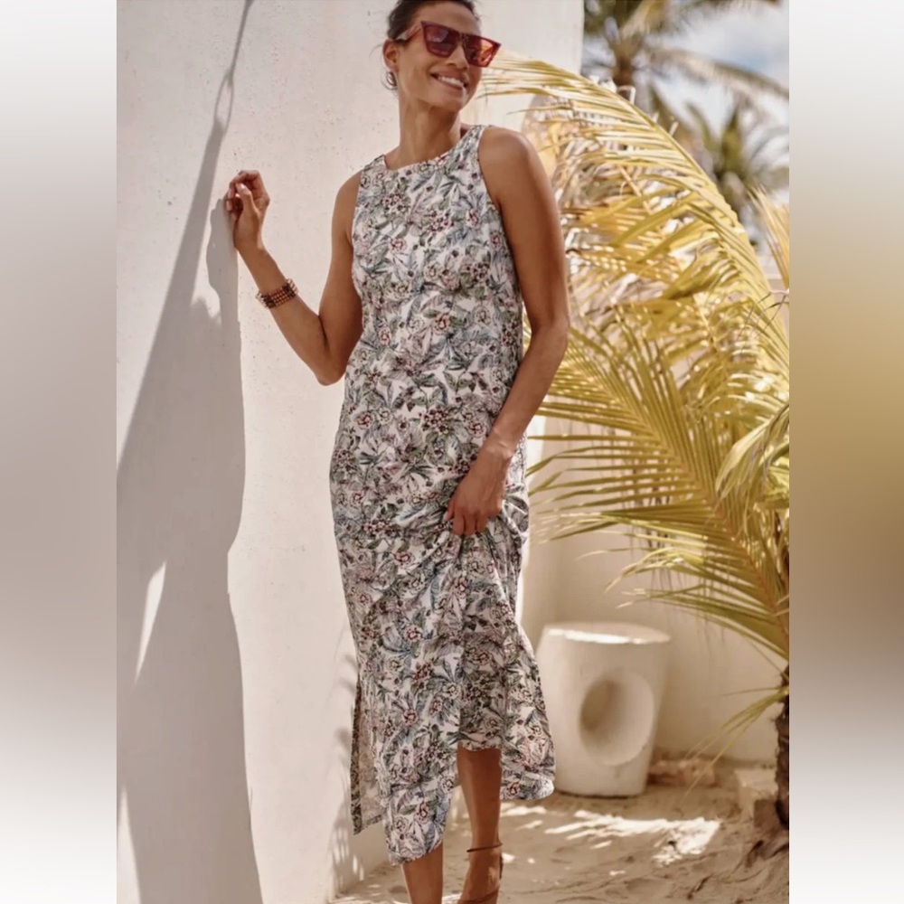 NWT J. Jill Floral Midi Dress in Cream and Pink